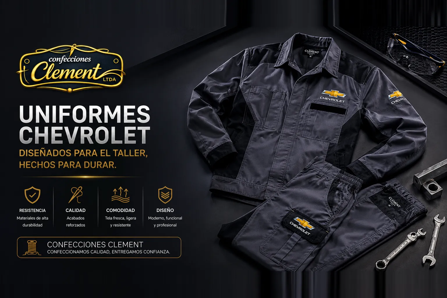 Uniformes Chevrolet para taller automotriz — Confecciones Clement